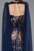 Robe de Soirée Longue Squameuse Bleu Marine ABU5828