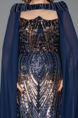 Robe de Soirée Longue Squameuse Bleu Marine ABU5828