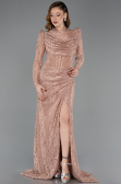 Robe de Soirée Longue Dantelle Cuivre ABU5771
