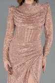 Robe de Soirée Longue Dantelle Cuivre ABU5771