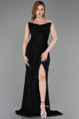 Robe de Soirée Longue Dantelle Noir ABU5771