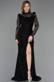 Robe de Soirée Longue Dantelle Noir ABU5771