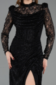 Robe de Soirée Longue Dantelle Noir ABU5771