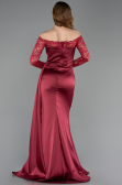 Robe Queue De Poisson Satin Longue Rouge Bordeaux ABU5641