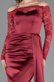 Robe Queue De Poisson Satin Longue Rouge Bordeaux ABU5641