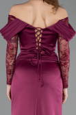 Robe de Soirée Longue Satin Prune ABU5829