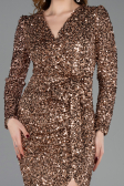 Robe de Cérémonie Midi Squameuse Cuivre ABK2543