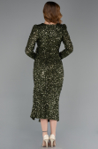 Robe de Cérémonie Midi Squameuse Kaki ABK2543