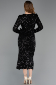 Robe de Cérémonie Midi Squameuse Noir ABK2543