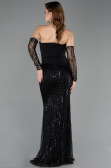 Robe de Soirée Longue Perlé Noir ABU5766