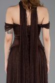Robe de Soirée Longue Dantelle Brun ABU5799