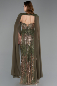 Robe de Soirée Longue Squameuse Kaki ABU5828