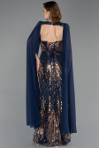 Robe de Soirée Longue Squameuse Bleu Marine ABU5828