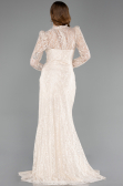 Robe de Soirée Longue Dantelle Beige ABU5771