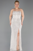 Robe Grande Taille Squameuse Longue Beige ABU3322
