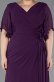 Robe De Soirée Grande Taille Mousseline Longue Prune ABU4911