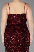 Robe de Soirée Grande Taille Longue Squameuse Rouge Bordeaux ABU5818