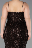 Robe de Soirée Grande Taille Longue Squameuse Brun ABU5818