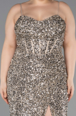 Robe de Soirée Grande Taille Longue Squameuse Vison ABU5818