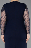 Robe de Soirée Grande Taille Midi Bleu Marine ABK2418