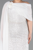 Robe de Soirée Grande Taille Longue Perlé Blanc ABU5819