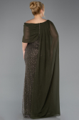 Robe de Soirée Grande Taille Longue Perlé Kaki ABU5819