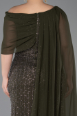 Robe de Soirée Grande Taille Longue Perlé Kaki ABU5819