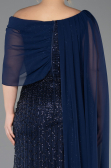 Robe de Soirée Grande Taille Longue Perlé Bleu Marine ABU5819