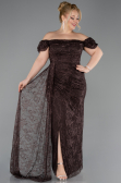 Robe de Soirée Grande Taille Longue Dantelle Brun ABU5729