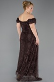 Robe de Soirée Grande Taille Longue Dantelle Brun ABU5729
