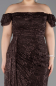Robe de Soirée Grande Taille Longue Dantelle Brun ABU5729