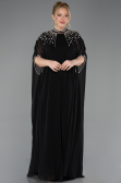 Robe De Soirée Grande Taille Longue Mousseline Noir ABU5845