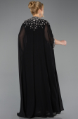 Robe De Soirée Grande Taille Longue Mousseline Noir ABU5845