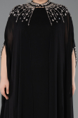 Robe De Soirée Grande Taille Longue Mousseline Noir ABU5845
