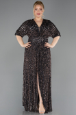 Robe De Soirée Grande Taille Longue Squameuse Anthracite ABU5846