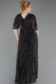 Robe De Soirée Grande Taille Longue Squameuse Noir ABU5846
