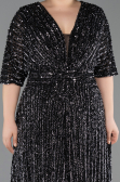Robe De Soirée Grande Taille Longue Squameuse Noir ABU5846