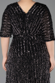 Robe De Soirée Grande Taille Longue Squameuse Noir ABU5846