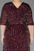 Robe De Soirée Grande Taille Longue Squameuse Rouge Bordeaux ABU5846