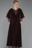 Robe de Soirée Grande Taille Longue Mousseline Brun ABU5850