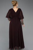 Robe de Soirée Grande Taille Longue Mousseline Brun ABU5850
