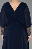 Robe de Soirée Grande Taille Longue Mousseline Bleu Marine ABU5850