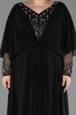 Robe de Soirée Grande Taille Longue Mousseline Noir ABU5850