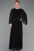 Robe De Soirée Grande Taille Longue Mousseline Noir ABU5852