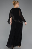 Robe De Soirée Grande Taille Longue Mousseline Noir ABU5852