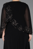 Robe De Soirée Grande Taille Longue Mousseline Noir ABU5852