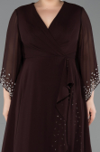 Robe de Soirée Grande Taille Longue Mousseline Brun ABU5853
