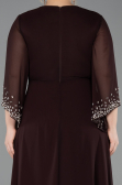 Robe de Soirée Grande Taille Longue Mousseline Brun ABU5853