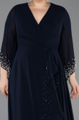 Robe de Soirée Grande Taille Longue Mousseline Bleu Marine ABU5853