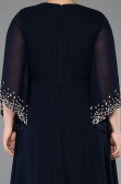 Robe de Soirée Grande Taille Longue Mousseline Bleu Marine ABU5853